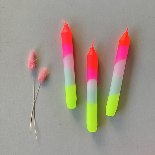 Pack de 3 bougies chandelles Dip Dye Neon Lollipop Trees * Pink Stories